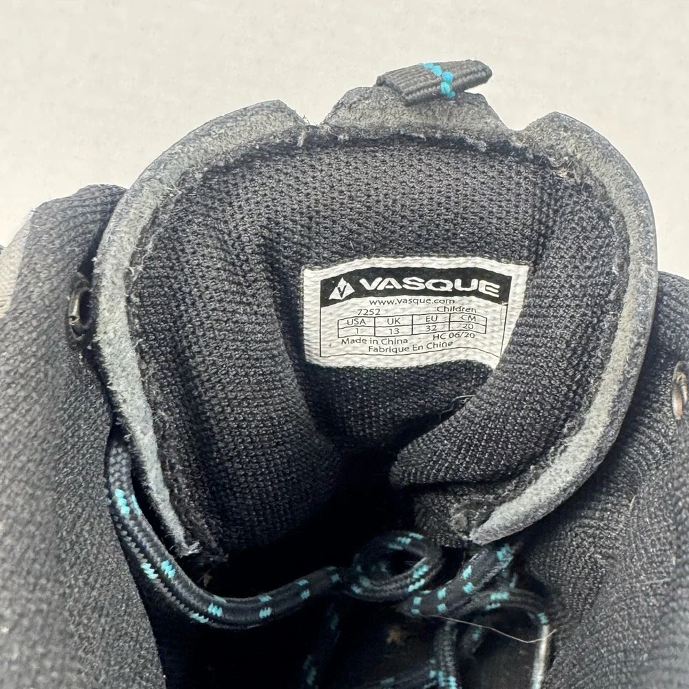 Vasque Kids Waterproof Hiking Boots Charcoal Grey Teal 7252 Size 1 US Kids